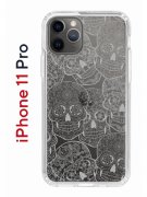 Чехол-накладка iPhone 11 Pro Kruche Print Skull White