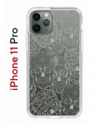 Чехол-накладка iPhone 11 Pro Kruche Print Skull White