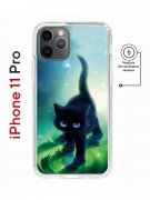 Чехол-накладка iPhone 11 Pro Kruche Magnet Print Черный кот