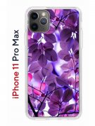 Чехол-накладка iPhone 11 Pro Max Kruche Print Purple leaves