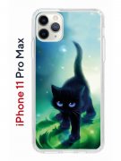 Чехол-накладка iPhone 11 Pro Max Kruche Print Черный кот
