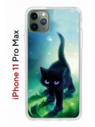 Чехол-накладка iPhone 11 Pro Max Kruche Print Черный кот