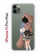Чехол-накладка iPhone 11 Pro Max Kruche Print Девочка с мишкой