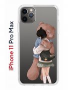 Чехол-накладка iPhone 11 Pro Max Kruche Print Девочка с мишкой