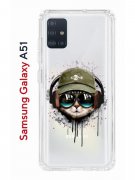 Чехол-накладка Samsung Galaxy A51 Kruche Print Кот в наушниках