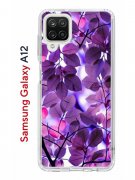 Чехол-накладка Samsung Galaxy A12 Kruche Print Purple leaves