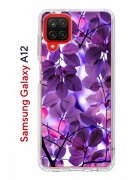 Чехол-накладка Samsung Galaxy A12 Kruche Print Purple leaves