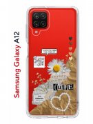 Чехол-накладка Samsung Galaxy A12/M12 Kruche Print Крафтовые наклейки