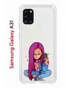Чехол-накладка Samsung Galaxy A31 Kruche Print Pink Hair
