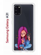 Чехол-накладка Samsung Galaxy A31 Kruche Print Pink Hair