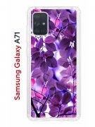 Чехол-накладка Samsung Galaxy A71 Kruche Print Purple leaves