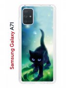 Чехол-накладка Samsung Galaxy A71 Kruche Print Черный кот