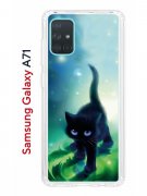 Чехол-накладка Samsung Galaxy A71 Kruche Print Черный кот