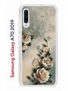 Чехол-накладка Samsung Galaxy A70 2019 Kruche Print Белые розы