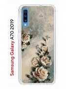 Чехол-накладка Samsung Galaxy A70 2019 Kruche Print Белые розы