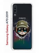 Чехол-накладка Samsung Galaxy A70 2019 Kruche Print Кот в наушниках