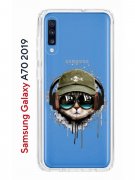 Чехол-накладка Samsung Galaxy A70 2019 Kruche Print Кот в наушниках