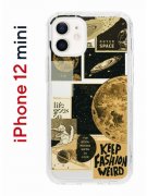 Чехол-накладка iPhone 12 mini Kruche Print Стикеры Космос