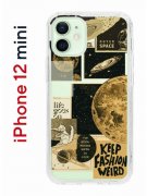 Чехол-накладка iPhone 12 mini Kruche Print Стикеры Космос