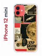 Чехол-накладка iPhone 12 mini Kruche Print Стикеры Космос