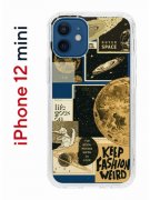 Чехол-накладка iPhone 12 mini Kruche Print Стикеры Космос