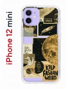 Чехол-накладка iPhone 12 mini Kruche Print Стикеры Космос
