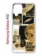 Чехол-накладка Samsung Galaxy A12/M12 Kruche Print Стикеры Космос