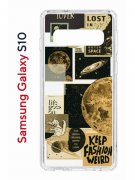 Чехол-накладка Samsung Galaxy S10 Kruche Print Стикеры Космос