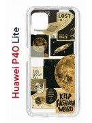 Чехол-накладка Huawei P40 Lite  (588940) Kruche PRINT Стикеры Космос