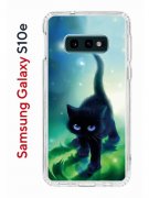 Чехол-накладка Samsung Galaxy S10e Kruche Print Черный кот