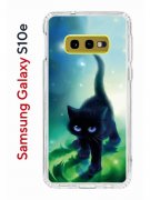 Чехол-накладка Samsung Galaxy S10e Kruche Print Черный кот