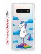 Чехол-накладка Samsung Galaxy S10+ Kruche Print Flying Unicorn