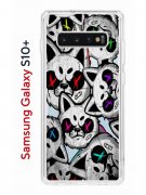 Чехол-накладка Samsung Galaxy S10+ Kruche Print Angry Cats