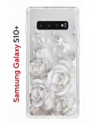 Чехол-накладка Samsung Galaxy S10+ Kruche Print White roses