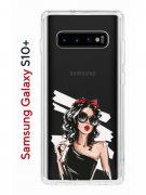 Чехол-накладка Samsung Galaxy S10+ Kruche Print Фэшн леди