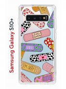 Чехол-накладка Samsung Galaxy S10+ Kruche Print Милые пластыри