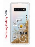 Чехол-накладка Samsung Galaxy S10+ Kruche Print Крафтовые наклейки
