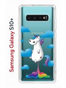 Чехол-накладка Samsung Galaxy S10+ Kruche Print Flying Unicorn