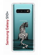Чехол-накладка Samsung Galaxy S10+ Kruche Print Tiger