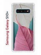 Чехол-накладка Samsung Galaxy S10+ Kruche Print Pink and white