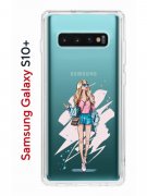 Чехол-накладка Samsung Galaxy S10+ Kruche Print Fashion Girl