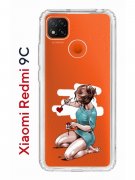 Чехол-накладка Xiaomi Redmi 9C Kruche Print Рисуя любовь