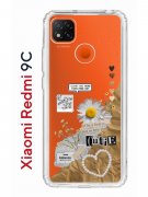 Чехол-накладка Xiaomi Redmi 9C Kruche Print Крафтовые наклейки