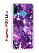 Чехол-накладка Huawei P30 Lite (585137) Kruche PRINT Purple leaves