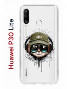 Чехол-накладка Huawei P30 Lite/Honor 20S/Honor 20 Lite/Nova 4e Kruche Print Кот в наушниках