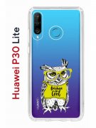 Чехол-накладка Huawei P30 Lite/Honor 20S/Honor 20 Lite/Nova 4e Kruche Print Сова в очках