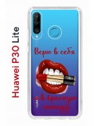 Чехол-накладка Huawei P30 Lite/Honor 20S/Honor 20 Lite/Nova 4e Kruche Print Red lipstick