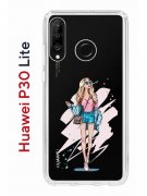 Чехол-накладка Huawei P30 Lite/Honor 20S/Honor 20 Lite/Nova 4e Kruche Print Fashion Girl