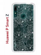 Чехол-накладка Huawei P Smart Z/Y9 Prime 2019/Honor 9X Kruche Print Skull White