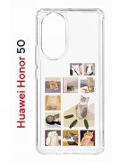 Чехол-накладка Huawei Honor 50 (610635) Kruche PRINT Коты-Мемы